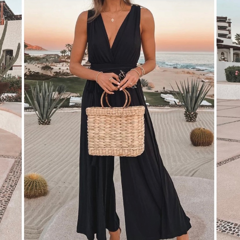 Black sleeveless jumpsuit